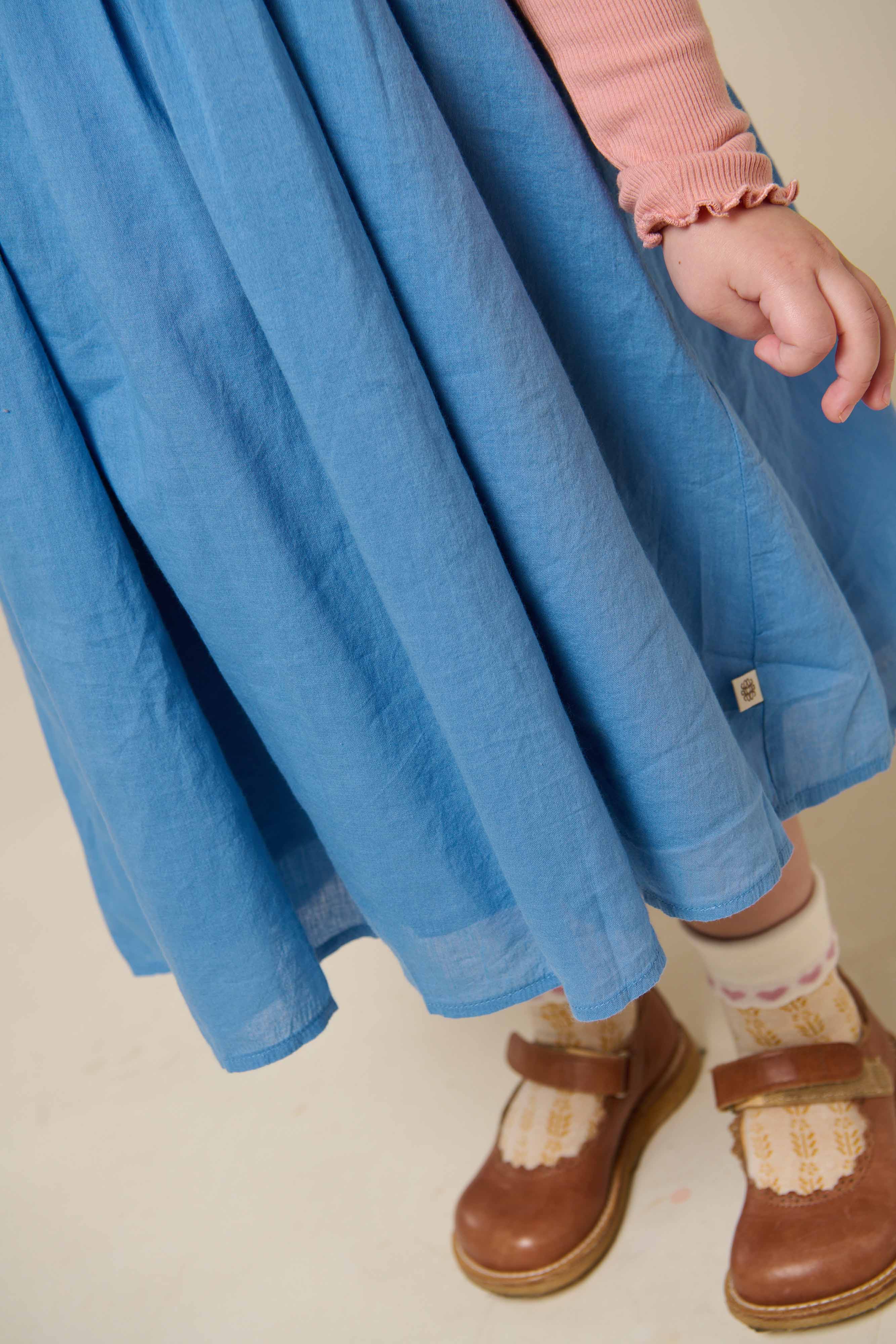Katoenen jurk met Ric Rac Ruche - Kids - Dusty Blue | 101036 Alma