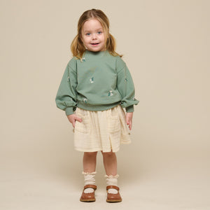Geborduurd Crewneck Sweatshirt - Kids - Dusty Green | 101211 Kimber