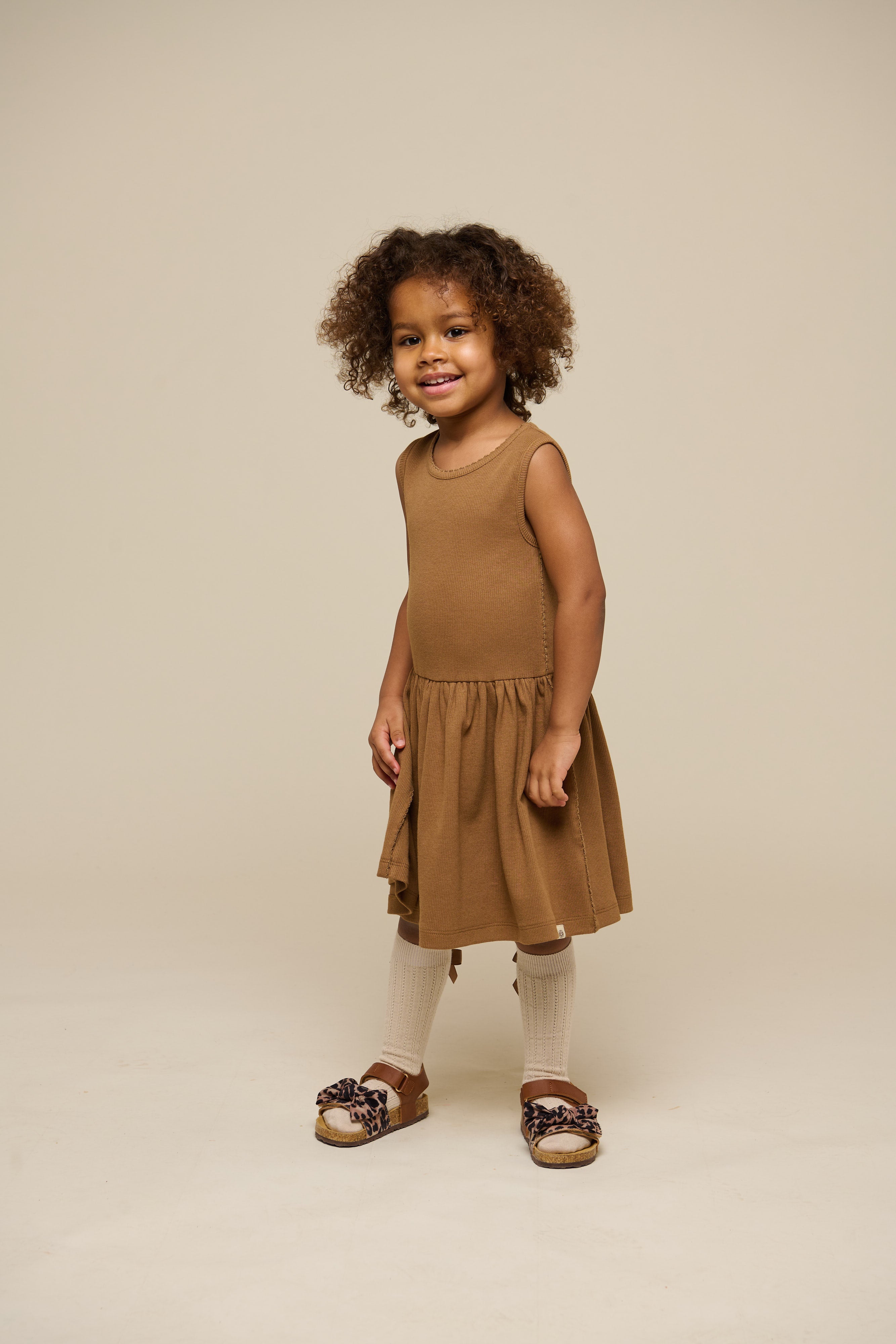 Mouwloze Modal Rib Jurk - Kids - Coconut | 101297 Lottie
