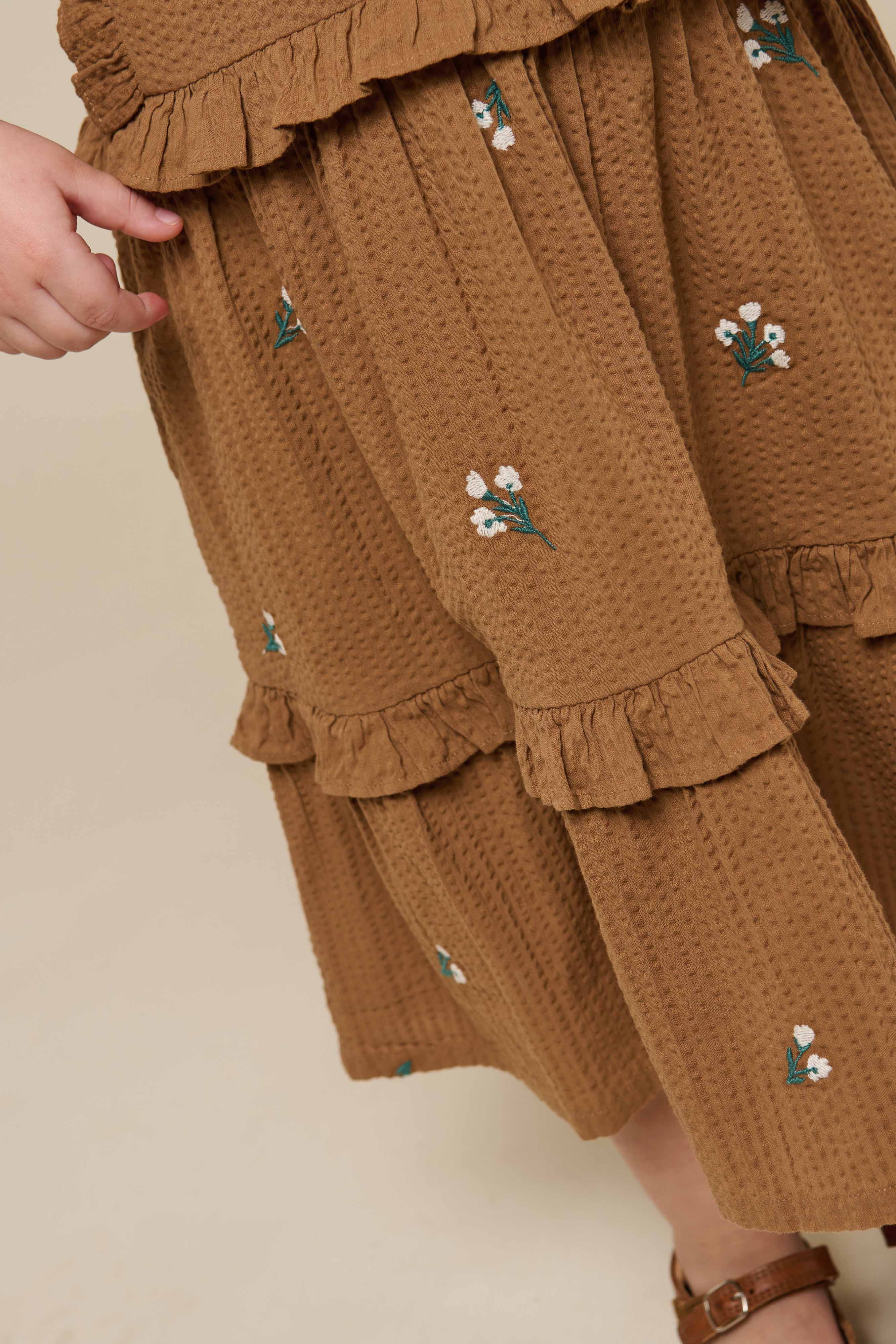 Geborduurde seersucker jurk - Kids - Coconut | 100978 Nora