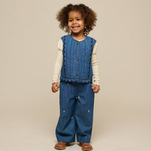 Geborduurde Lichte Denim Broek - Kids - Blue Denim | 101050 Isabella