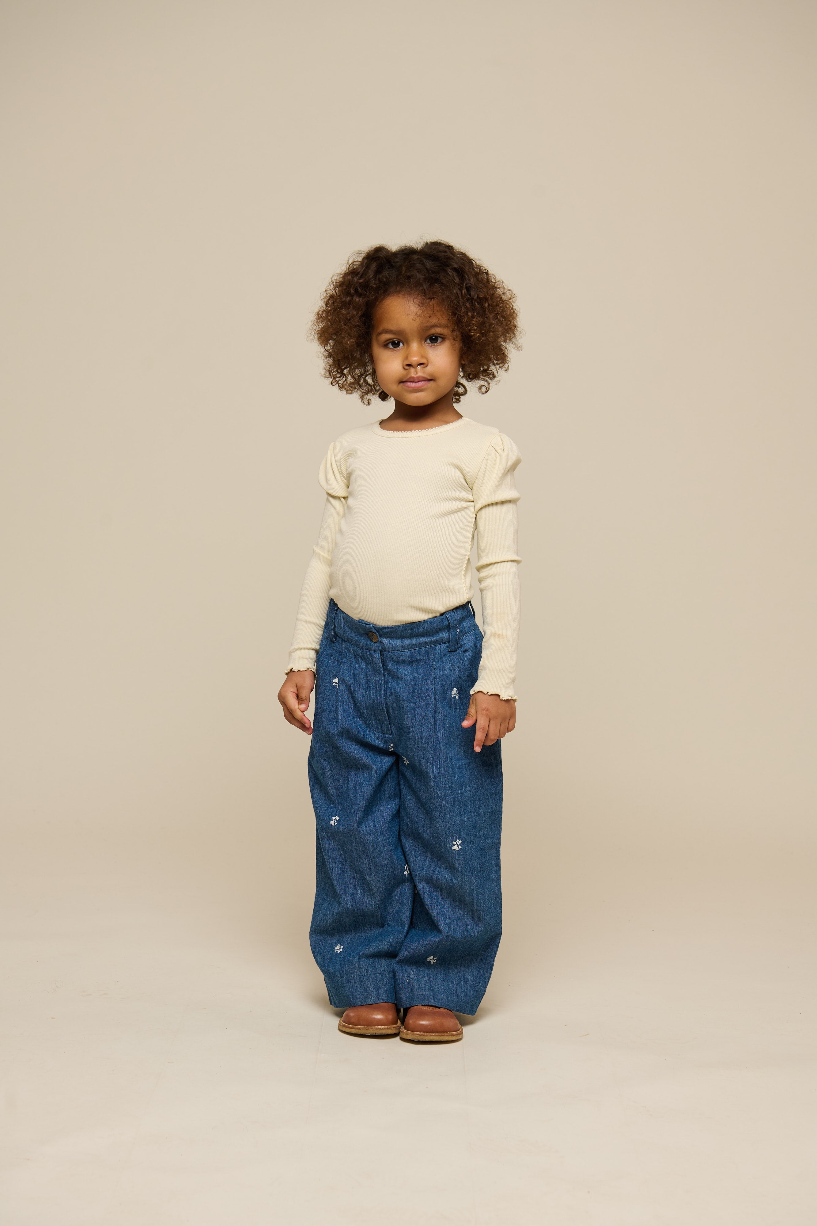 Geborduurde Lichte Denim Broek - Kids - Blue Denim | 101050 Isabella