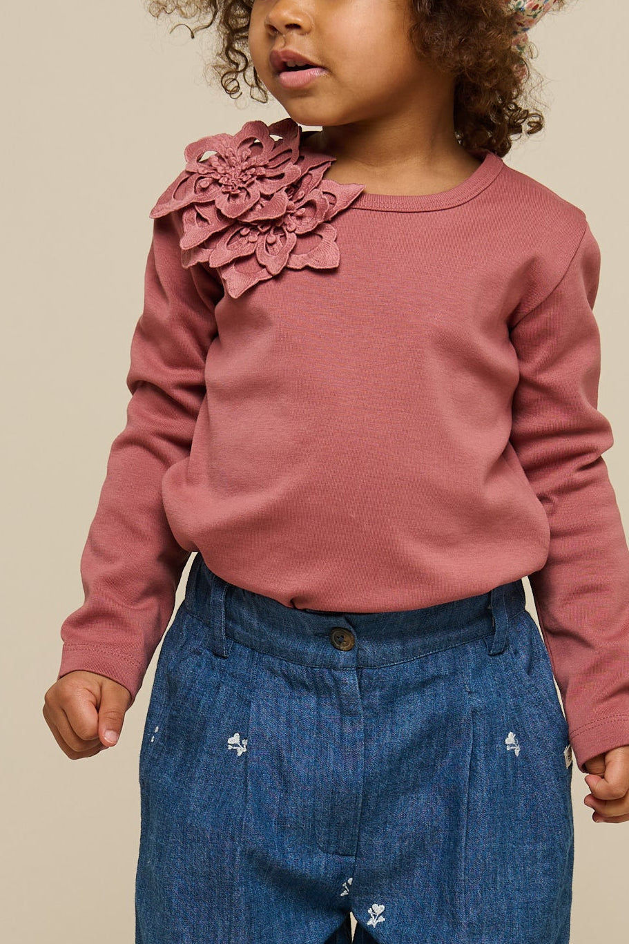 T-shirt met Bloemenapplicatie - Kids - Old Rose | 101233 Sarah