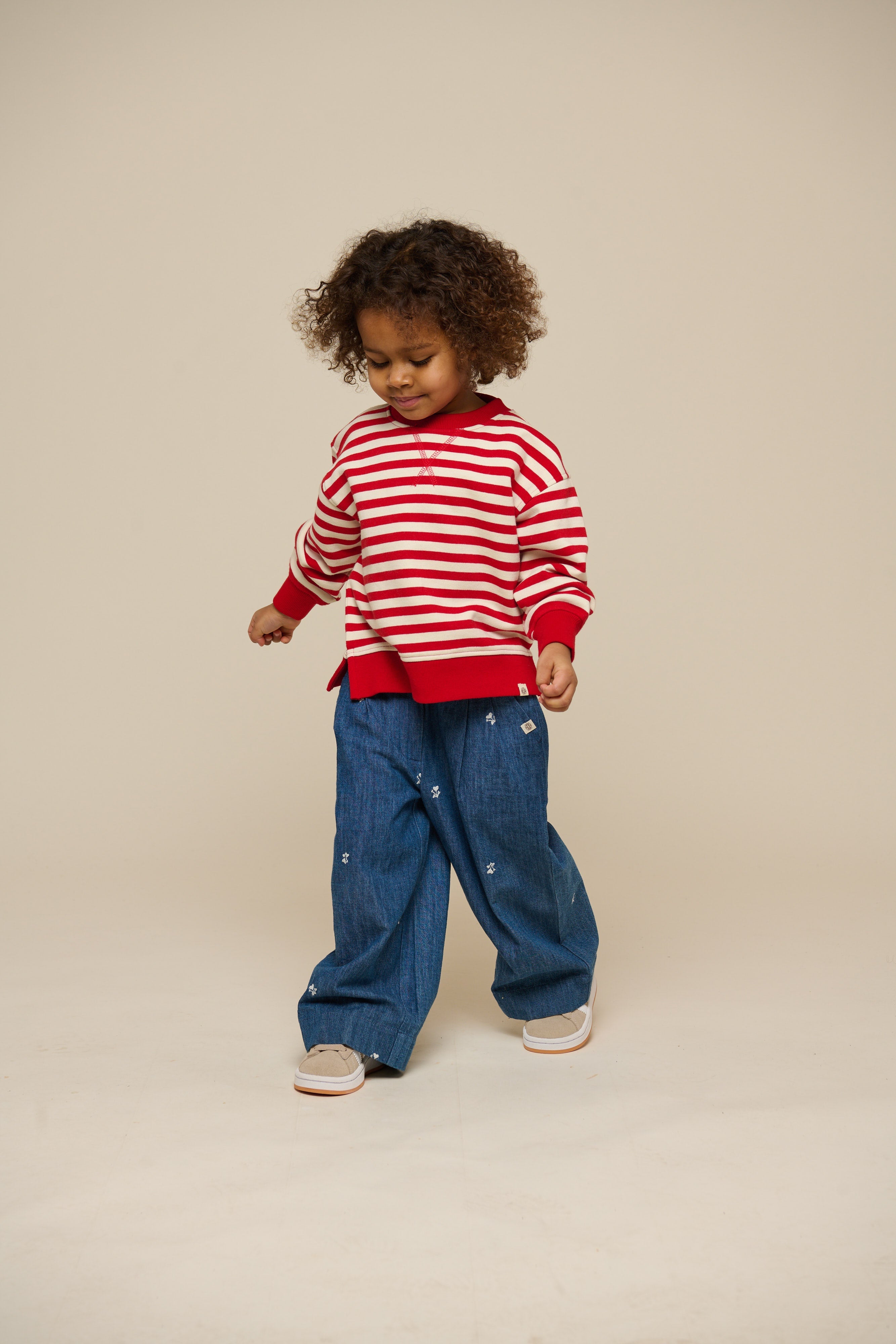 Gestreepte Crewneck Sweatshirt - Kids - Cherry Red Stripe | 101342 Daniella
