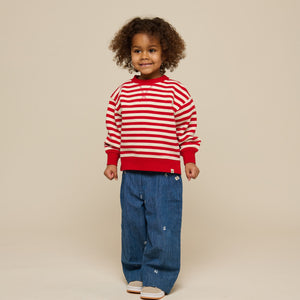 Gestreepte Crewneck Sweatshirt - Kids - Cherry Red Stripe | 101342 Daniella