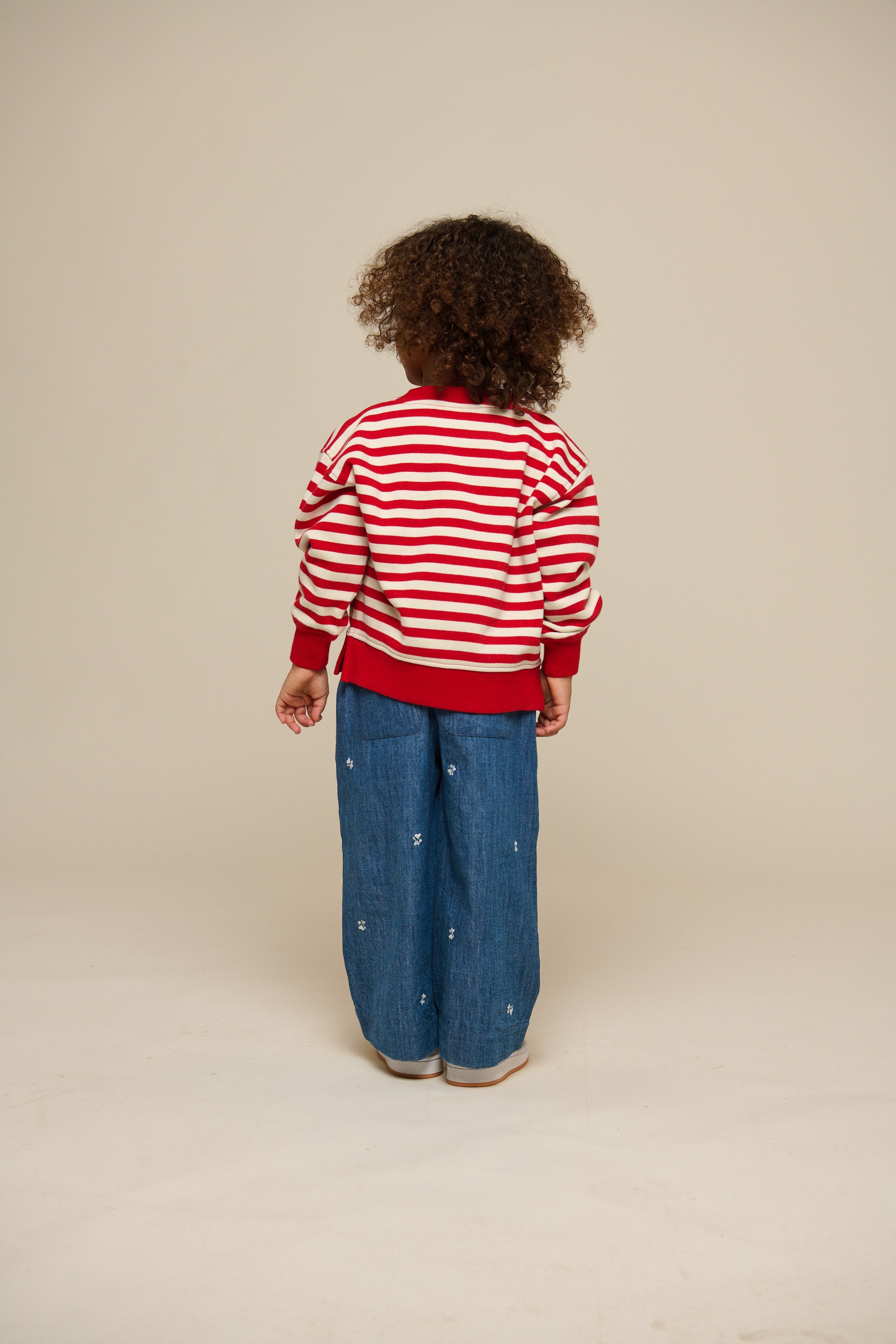 Gestreepte Crewneck Sweatshirt - Kids - Cherry Red Stripe | 101342 Daniella