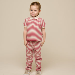 Gestreepte Jerseybroek - Kids - Cherry Red | 100999 Emmie