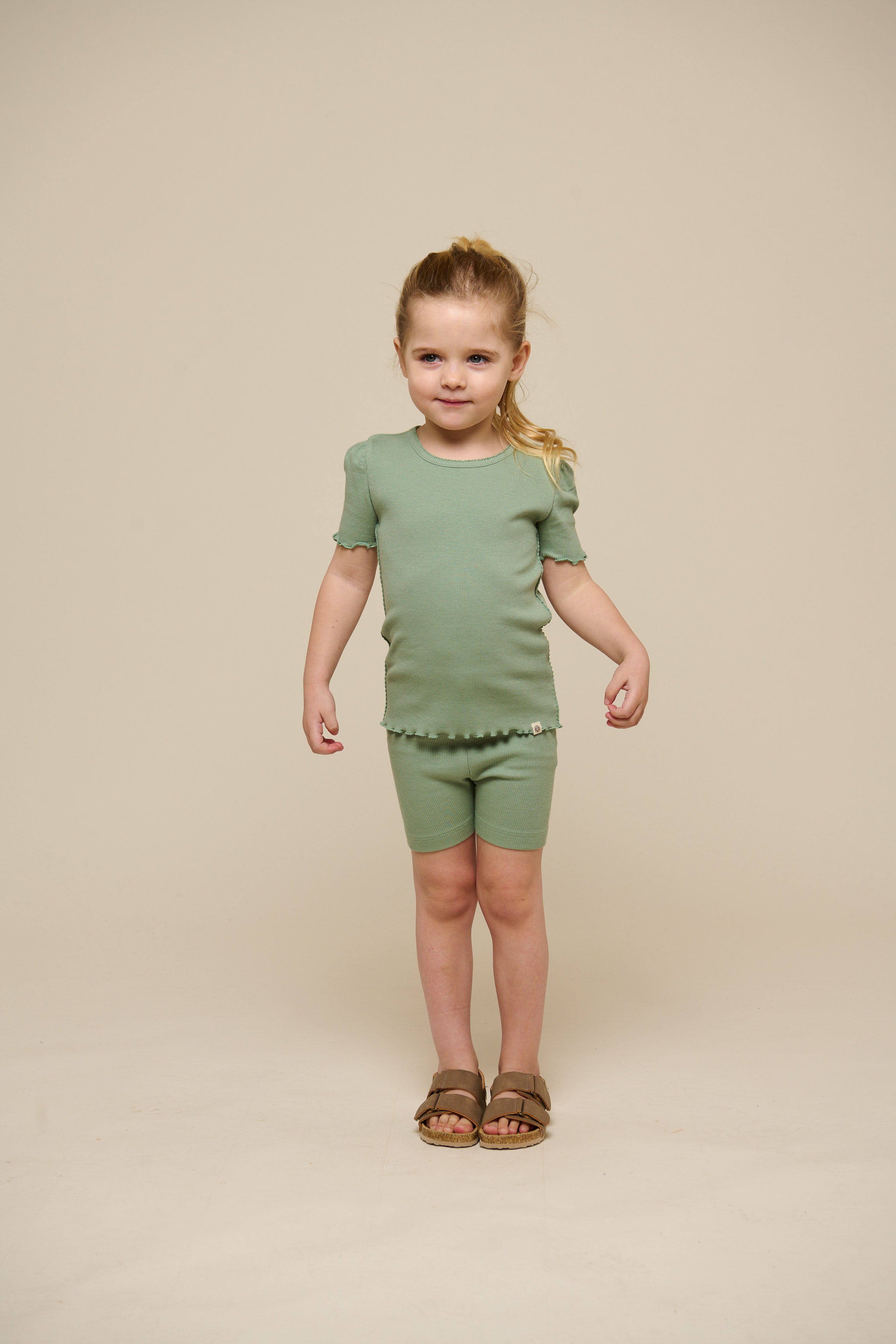 Korte Modal Rib Tights - Kids - Dusty Green | 101318 Lottie