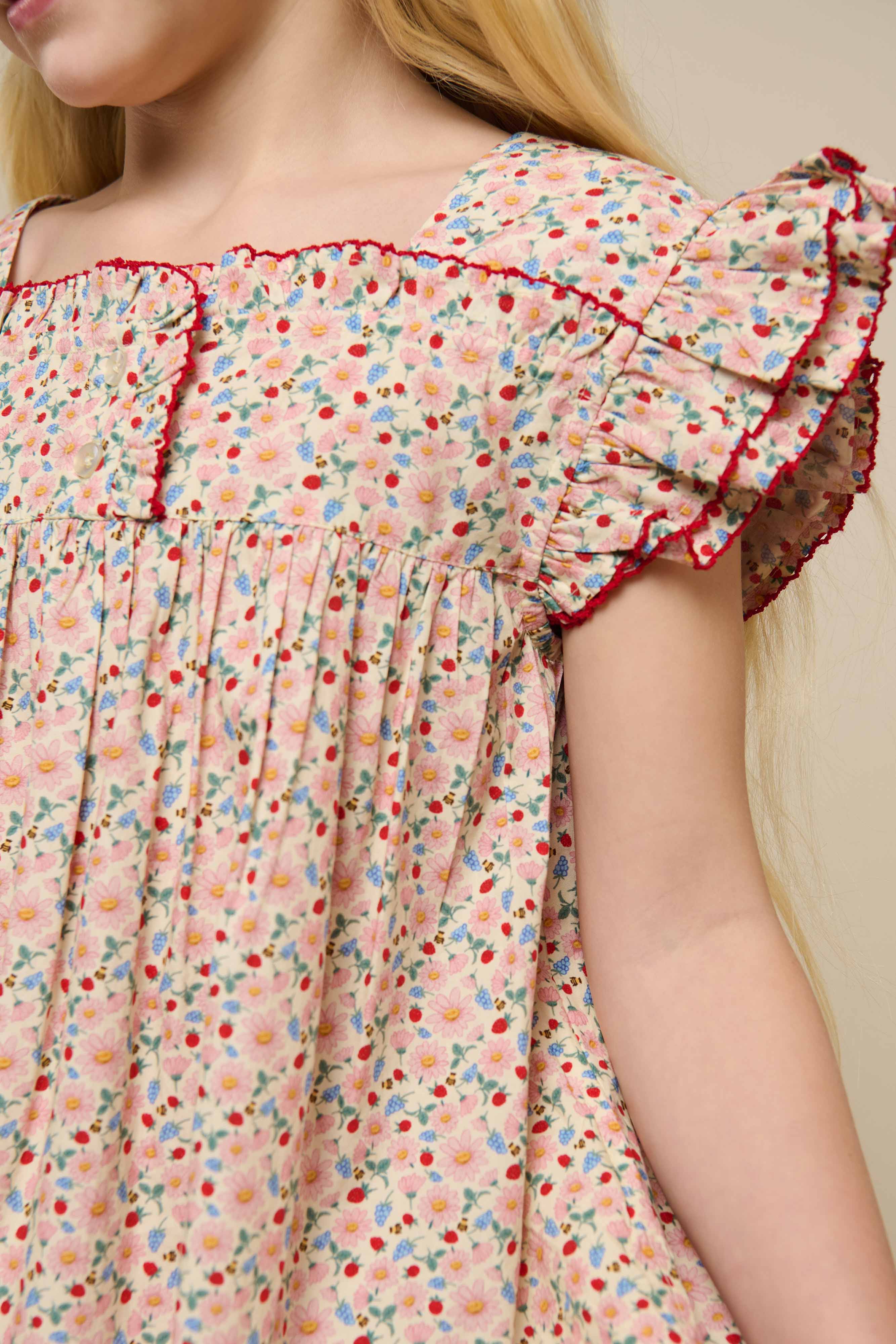 Bloemenprint Popeline Jurk - Tween - Rose | 100961 Poppy