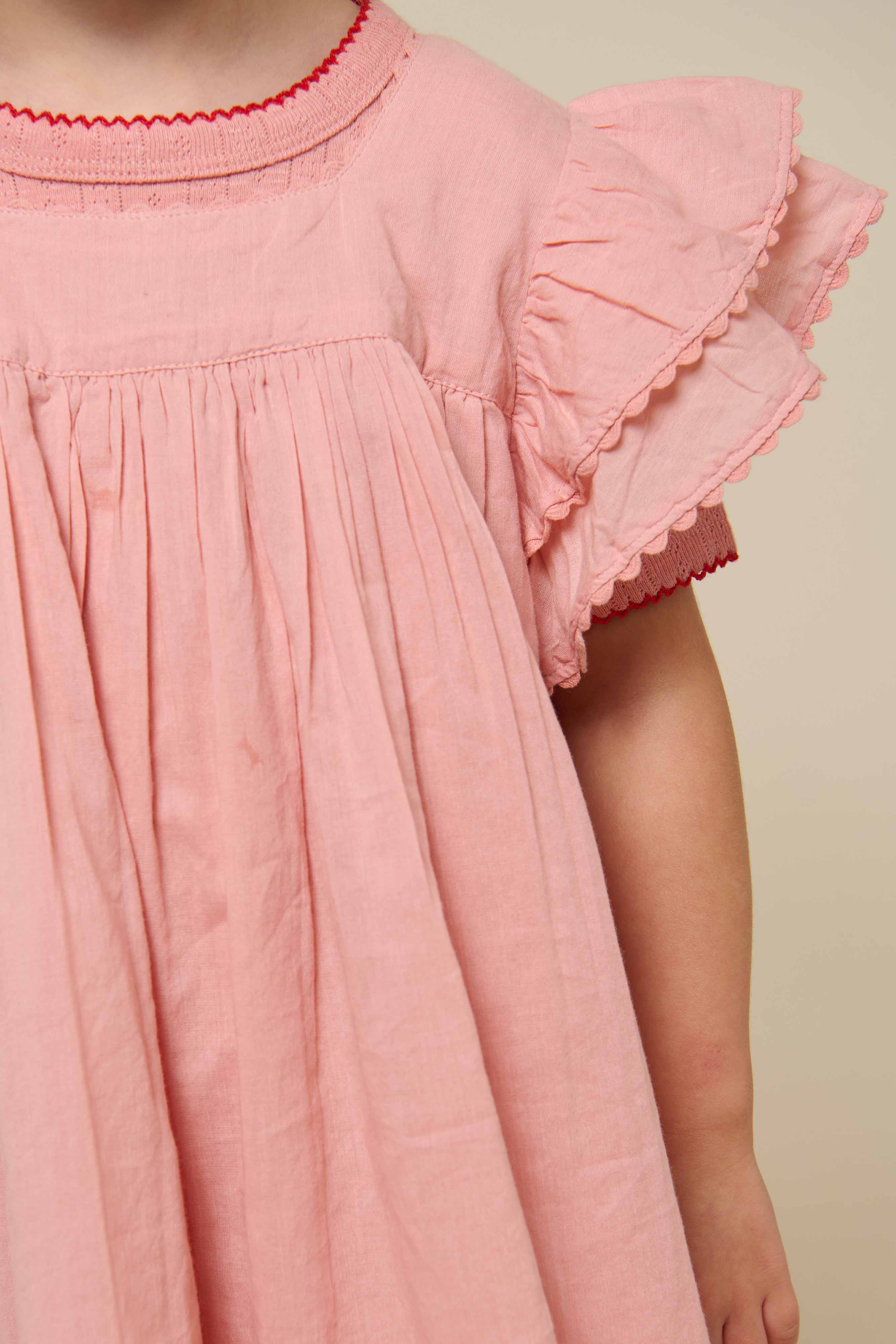Katoenen jurk met Ric Rac Ruche - Kids - Rose Tan | 101034 Alma