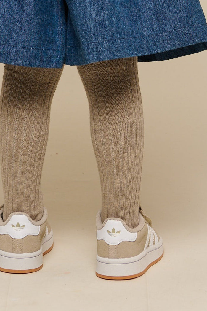 MP Katoenen Ribmaillot - Kids - Light Brown Melange | 101395 MP Cotton Rib tights