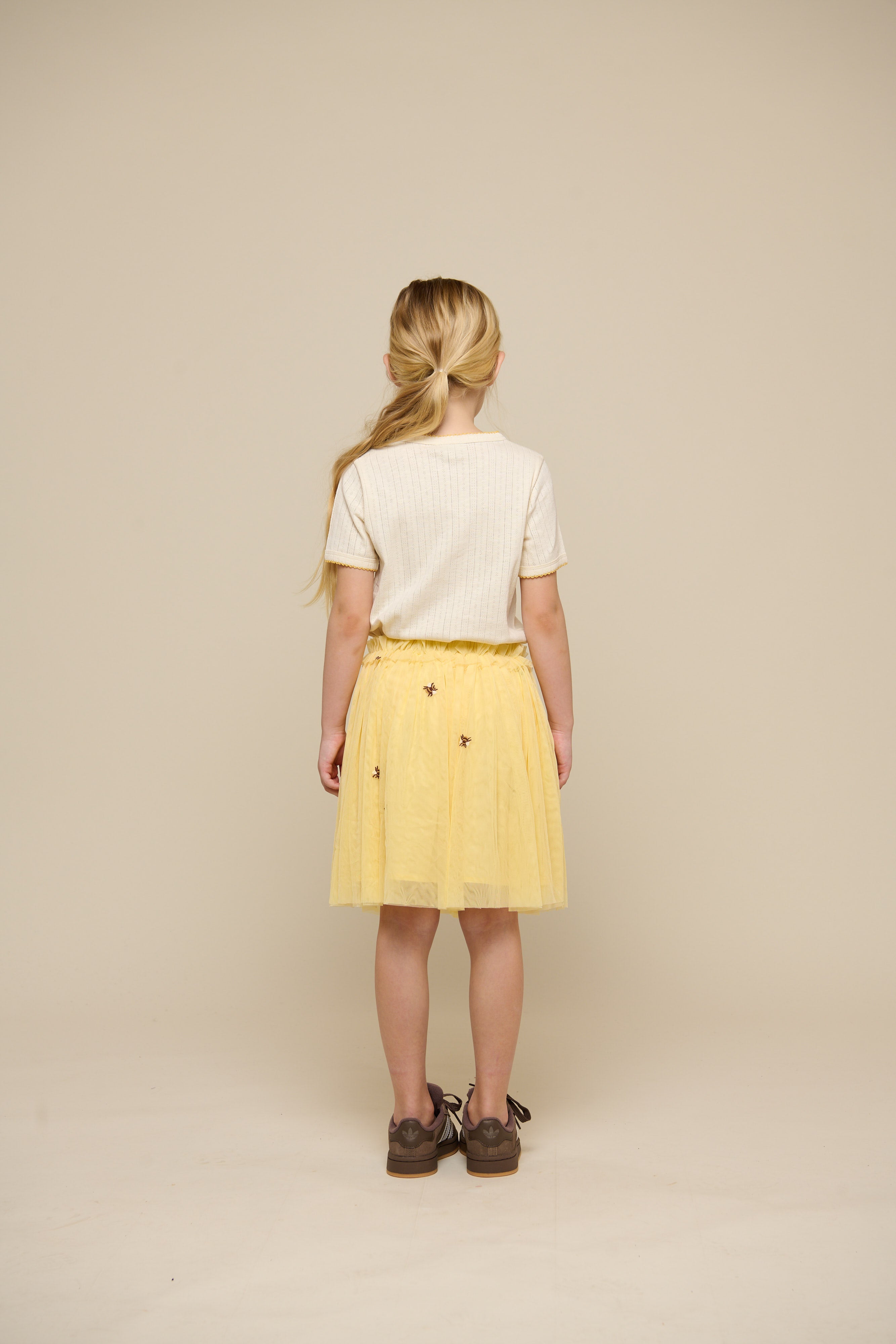 Pointelle T-shirt met contrasterende picot - Tween - Off White | 101290 Drew