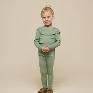 Modal Rib leggings - Kids - Dusty Green | 101326 Lottie