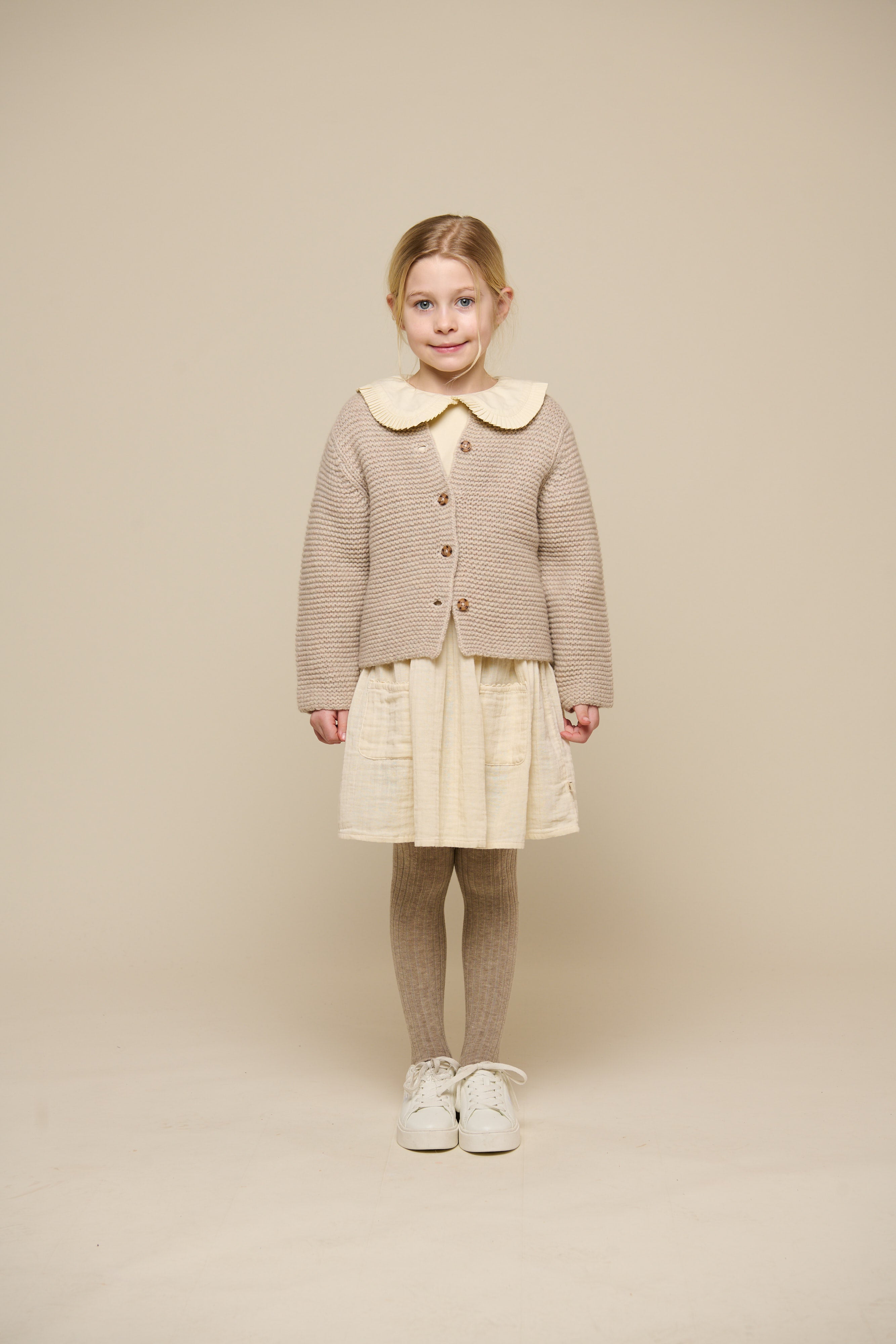 Gebreid Wollen Vest - Tween - Caffe Latte Melange | 100875 Maya