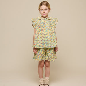 Poplin Ruche Top met Bloemenprint - Tween - Green | 100951 Poppy