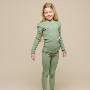 Modal rib T-shirt met lange mouwen - Tween - Dusty Green | 101311 Lottie