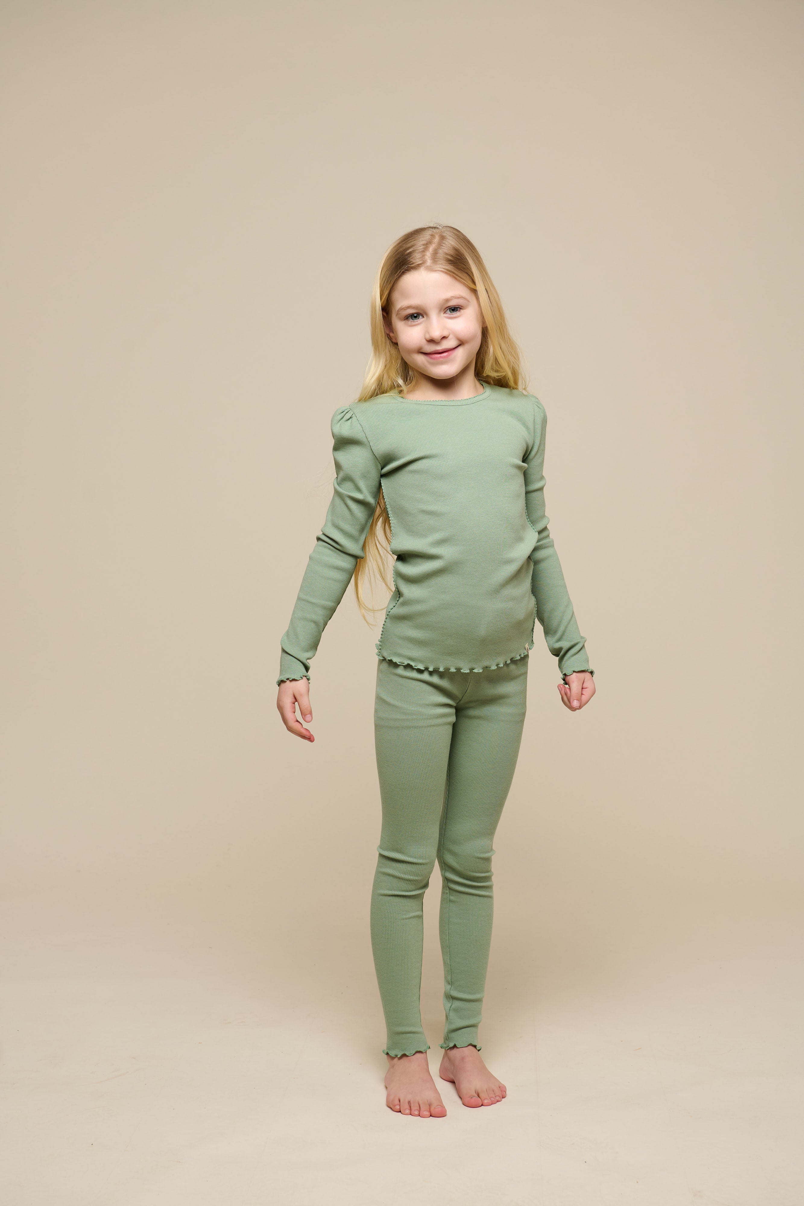 Modal rib T-shirt met lange mouwen - Tween - Dusty Green | 101311 Lottie