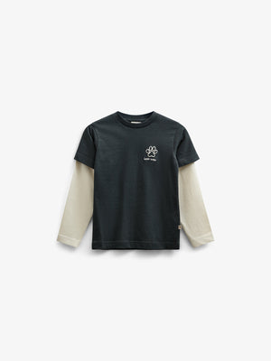 Boxy T-shirt met dubbele mouwen - Kids - Forest Green | 100840 Alex
