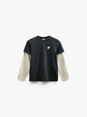 Boxy T-shirt met dubbele mouwen - Tween - Forest Green | 100841 Alex