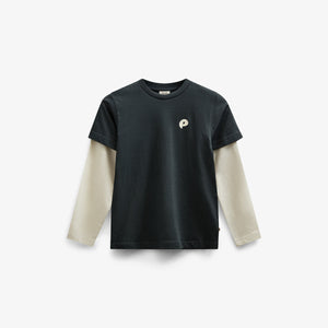 Boxy T-shirt met dubbele mouwen - Tween - Forest Green | 100841 Alex
