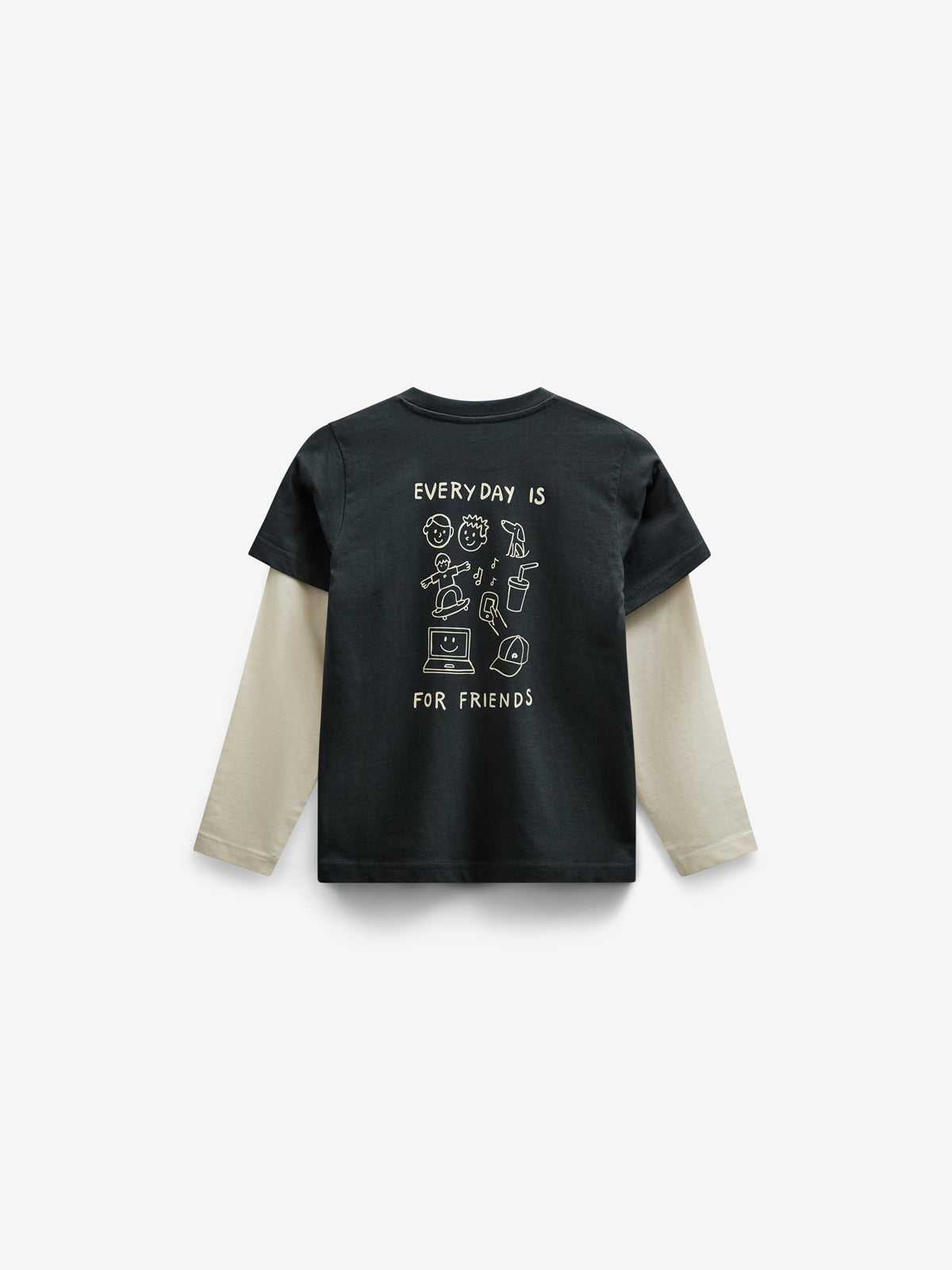 Boxy T-shirt met dubbele mouwen - Tween - Forest Green | 100841 Alex