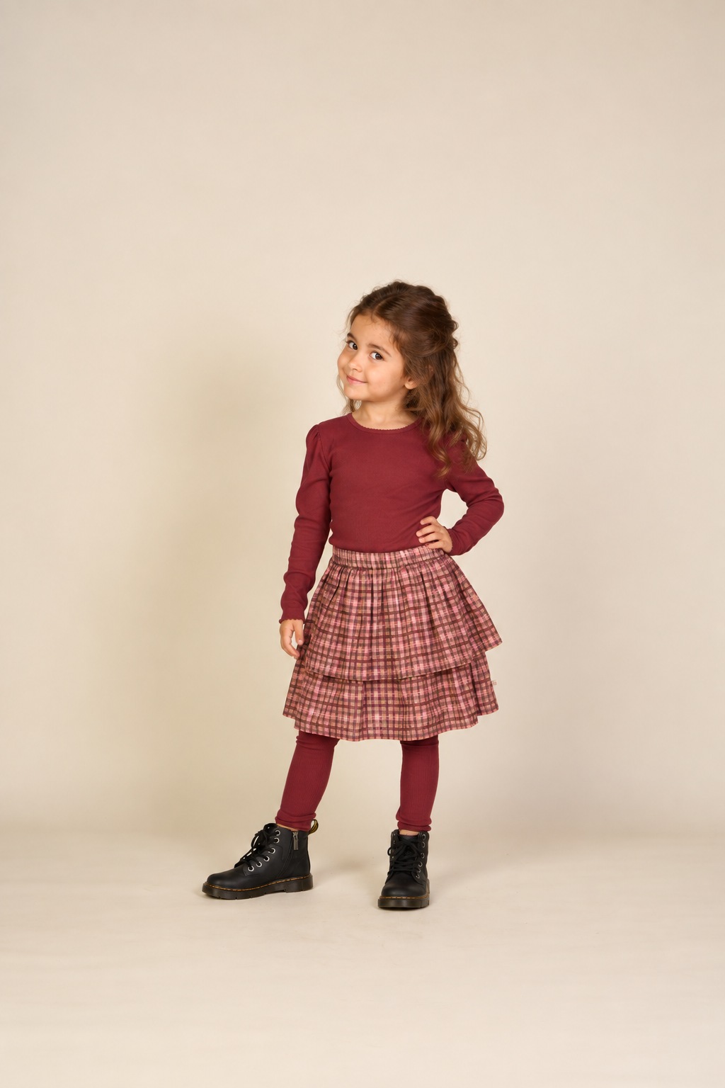 Geribd langarmshirt in modalmix Kids - Bordeaux | 101561 Lottie