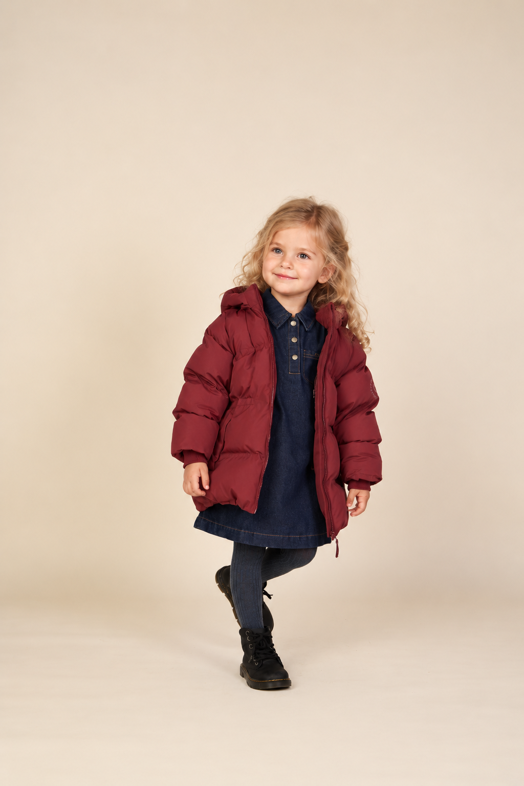 Adventure® gewatteerde winterjas met verstelbare taille Kids - Bordeaux | 101415 Elenor