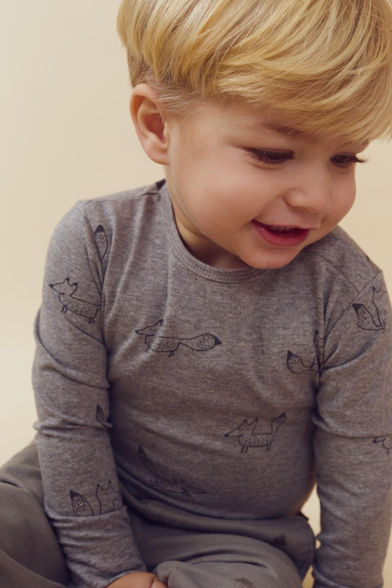 Jersey romper - Little - Grey Melange Fox