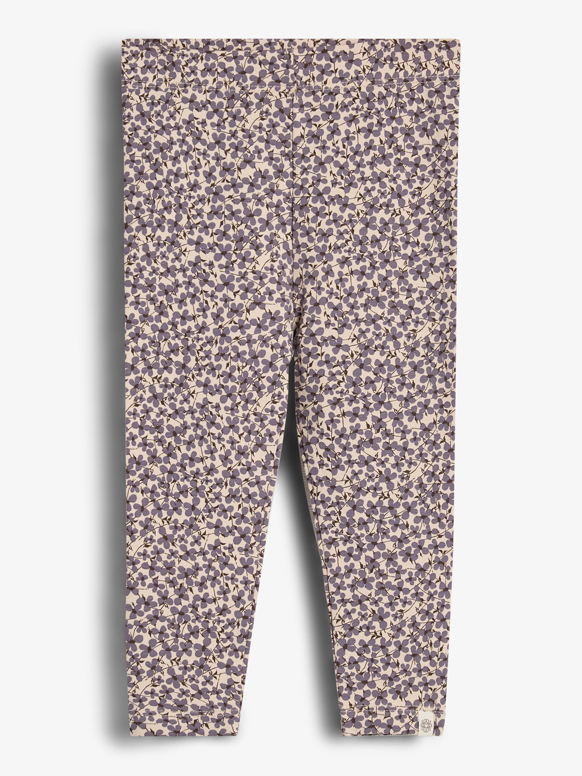 Jersey Leggings w. Ditsy Print - Little - Dusty Purple