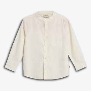 Linnen overhemd met opstaande kraag - Off White | 100173 Pelle