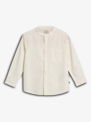 Linnen overhemd met opstaande kraag - Off White | 100173 Pelle