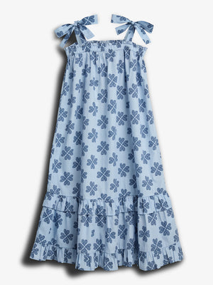 Maxi jurk met hartjesprint - Tween - Blue / Dusty Cobalt | 100233 Cloe