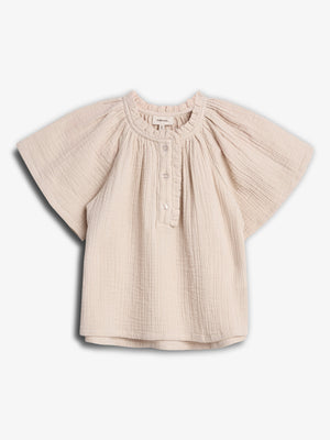 Musselin blouse met knoopsluiting - Light Beige | 100239 Ella