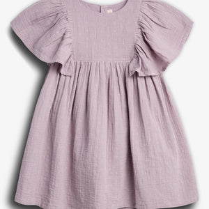 Musselin jurk met vlindermouwen en borduursel - Purple | 100244 Ella