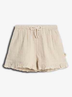 Musselin shorts met borduursel - Light Beige | 100245 Ella