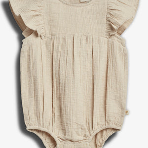 Musselin romper met vlindermouwen en borduursel - Light Beige | 100247 Ella