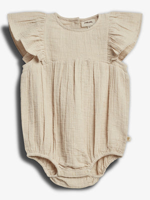 Musselin romper met vlindermouwen en borduursel - Light Beige | 100247 Ella