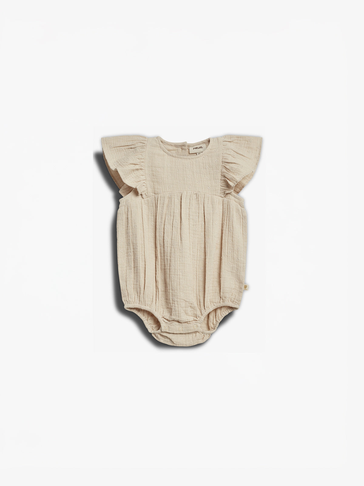 Musselin romper met vlindermouwen en borduursel - Light Beige | 100247 Ella