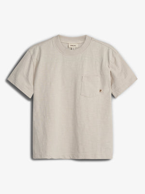 Slub jersey T-shirt met borstzak - Off White | 100250 Emil