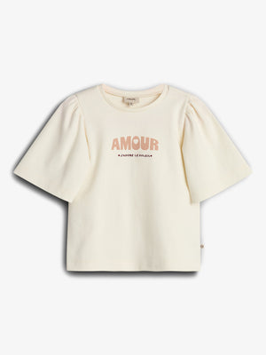 T-shirt met pofmouwen en print - Tween - Off White | 100463 Rosa
