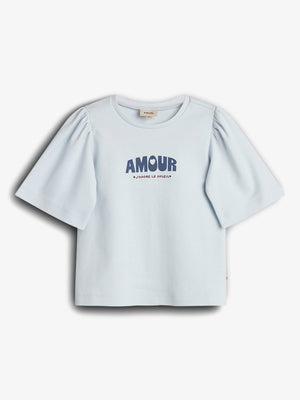 T-shirt met pofmouwen en print - Tween - Barely Blue | 100464 Rosa