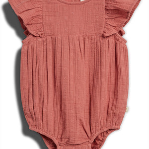 Musselin romper met vlindermouwen en borduursel - Blush | 100293 Ella