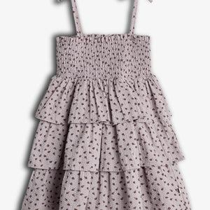 Jurk met bloemenprint en ruches - Purple Flower | 100307 Annie