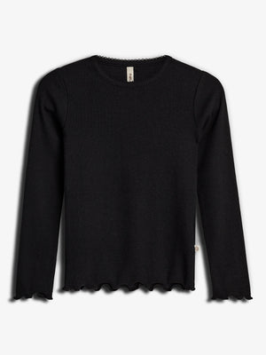 Modal rib longsleeve T-shirt - Black | 100317 Fiona