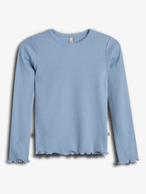 Modal rib longsleeve T-shirt - Blue | 100318 Fiona