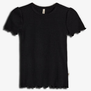 Modal rib T-shirt met korte mouwen - Black | 100321 Fiona