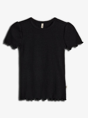 Modal rib T-shirt met korte mouwen - Tween - Black | 100446 Fiona
