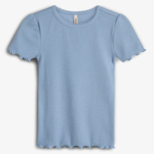 Modal rib T-shirt met korte mouwen - Blue | 100322 Fiona