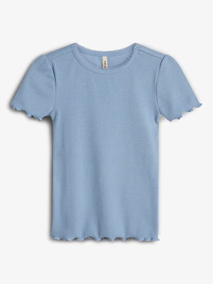 Modal rib T-shirt met korte mouwen - Blue | 100322 Fiona