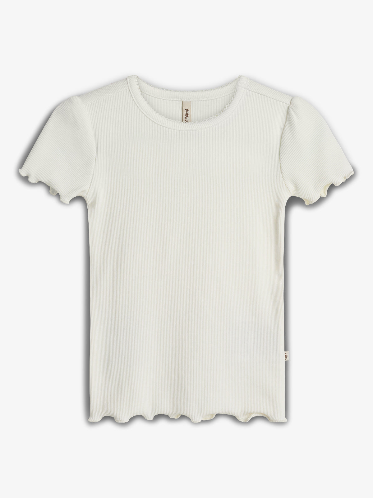 Modal rib T-shirt met korte mouwen - Off White | 100323 Fiona